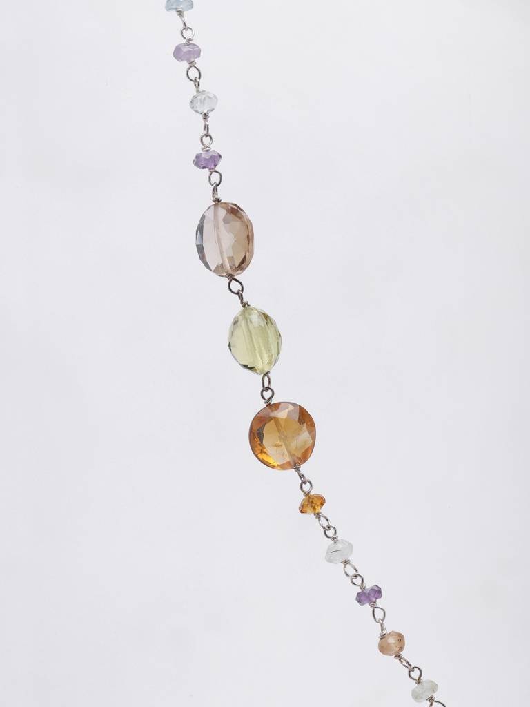 Faceted Multi Stone Sterling Silver Necklace : LDD411