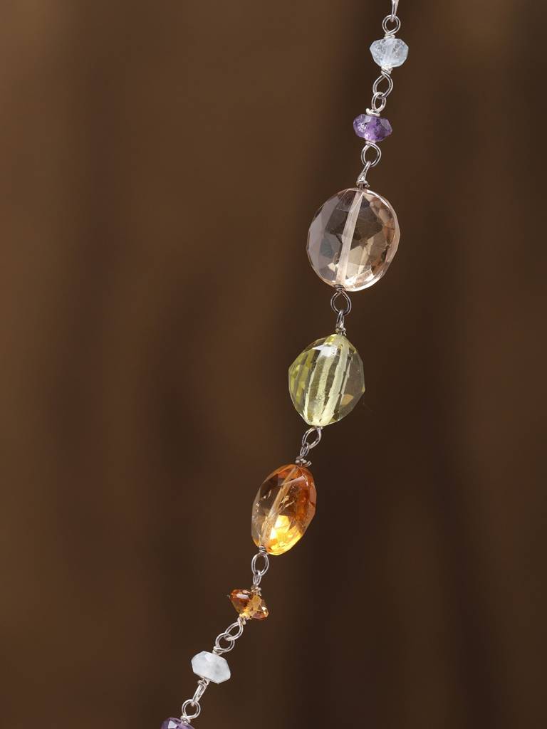 Faceted Multi Stone Sterling Silver Necklace : LDD411