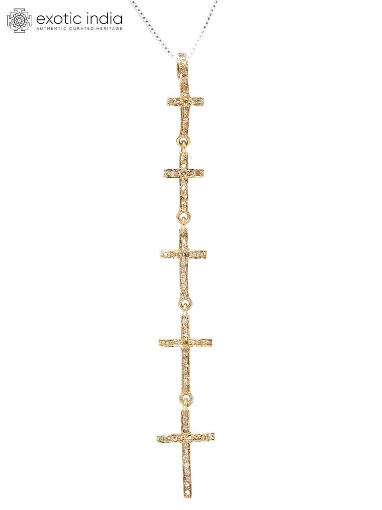 Gold Plated Sterling Silver Cross Pendant With Diamond : LDD445