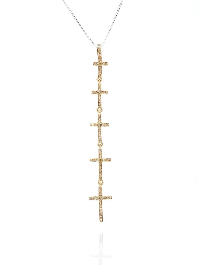 Gold Plated Sterling Silver Cross Pendant With Diamond : LDD445