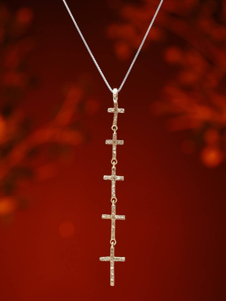 Gold Plated Sterling Silver Cross Pendant With Diamond : LDD445