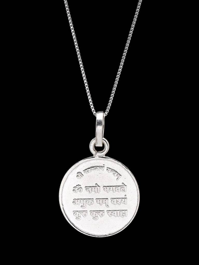 Shri Vashikaran Yantra 999 Silver Pendant (Two Sided Pendant) : LDD482