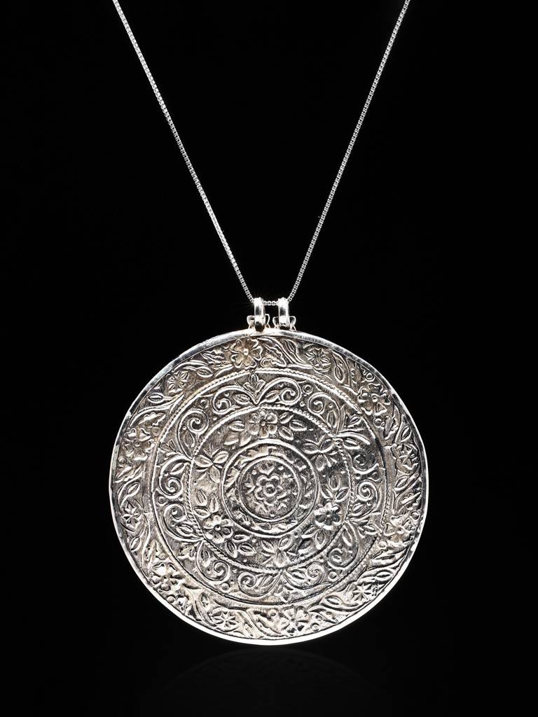 Hand-Painted Ardhanarishvara (Shiva Shakti) Pendant 925 Sterling Silver : LDD495