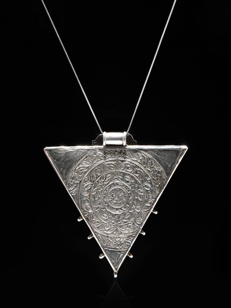 Triangle Shape Hand Painted Shrinathji Pendant 925 Sterling Silver : LDD496
