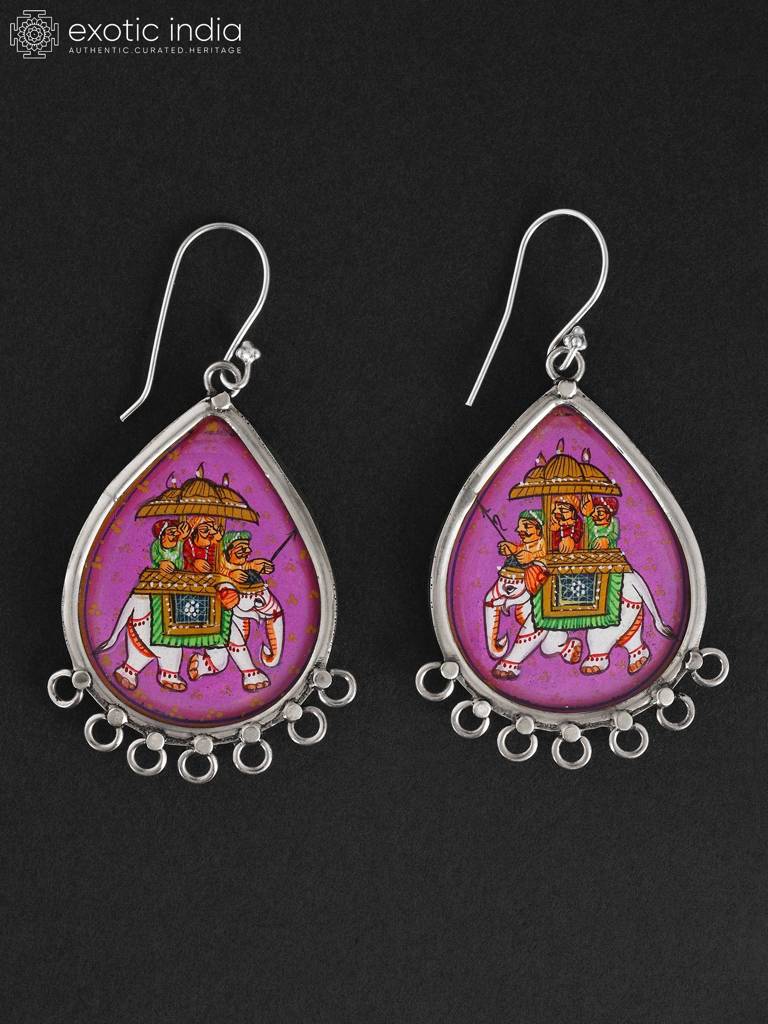 Dangle Earrings Hand-Painted Rajasthani Royal Elephant Earrings Jewelry For Women 925 Sterling Silver : LDD501