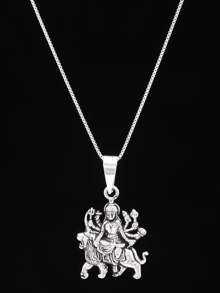 925 Sterling Silver Goddess Durga Pendant : LDD509
