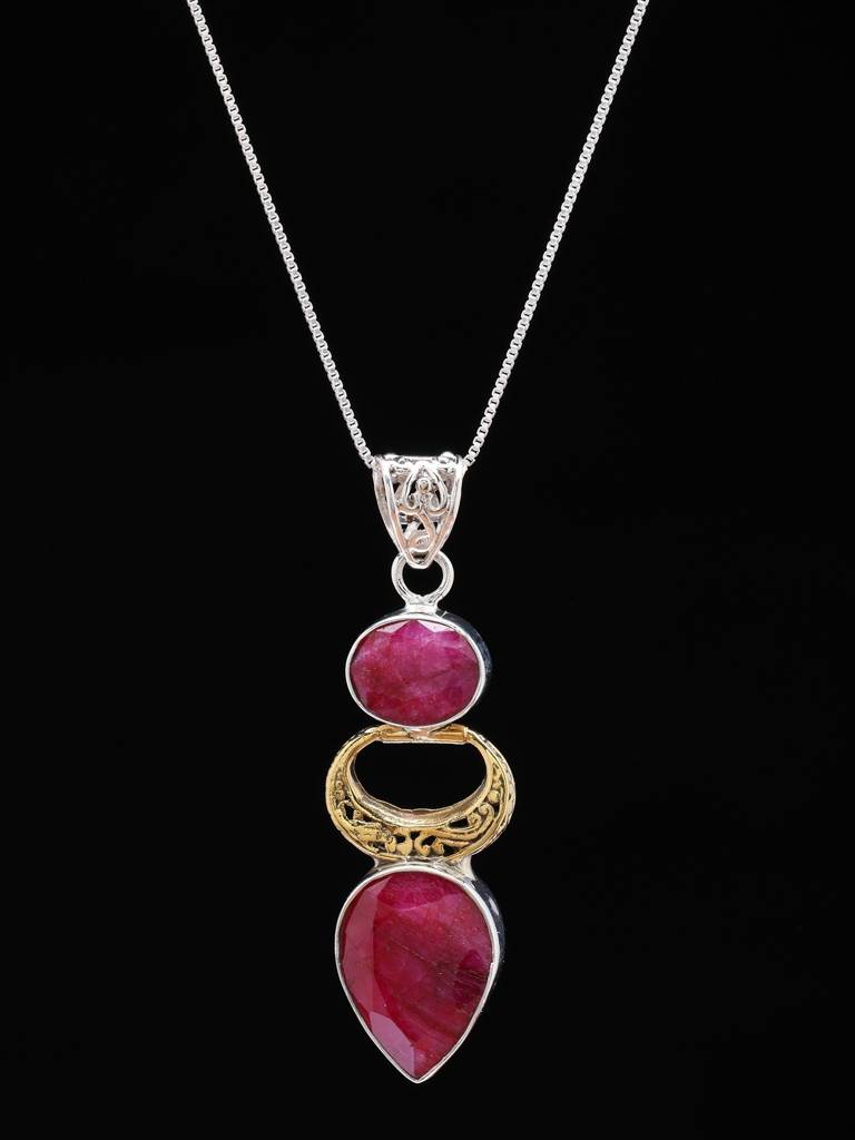 Ruby Stone 925 Sterling Silver Pendant Fine Jewelry For Women : LDD519