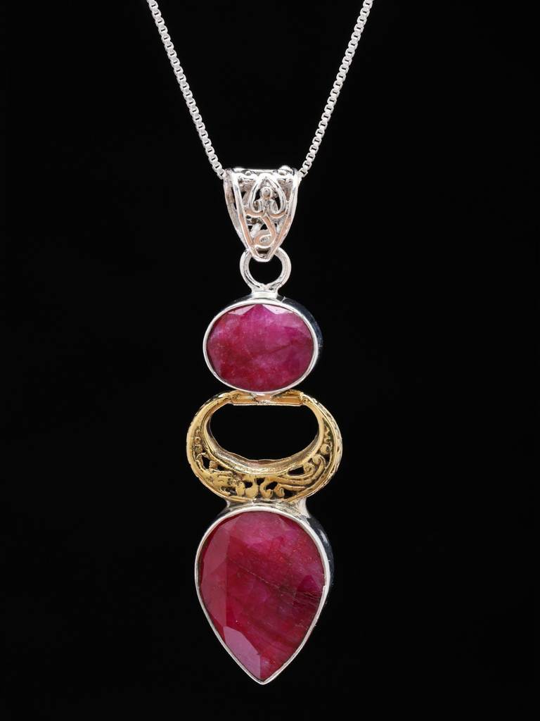 Ruby Stone 925 Sterling Silver Pendant Fine Jewelry For Women : LDD519