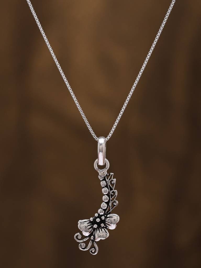 Designer Half Flower 925 Sterling Silver Pendant : LDD526