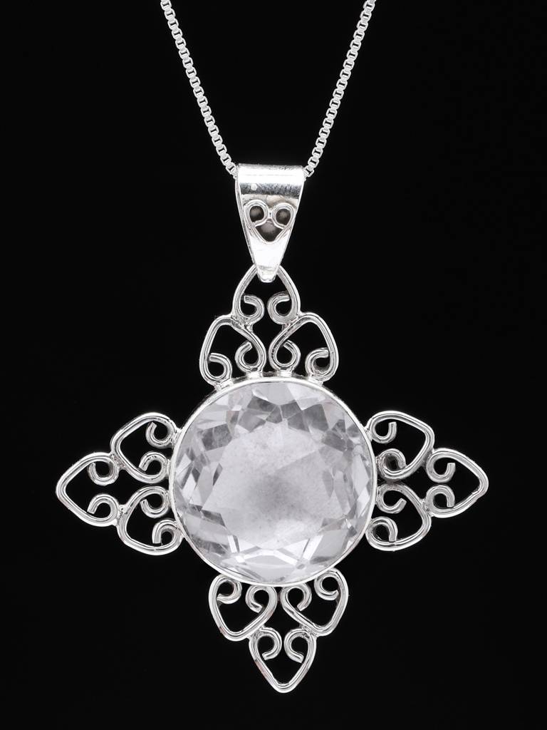 Faceted Crystal Gemstone Pendant Fine Jewelry For Women 925 Sterling Silver : LDD556