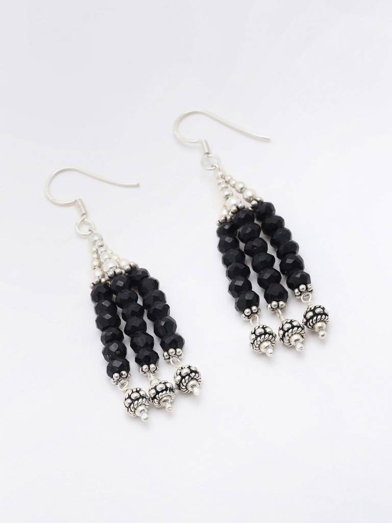 Long Hook Dangle Earrings With Black Onyx Fine Jewelry For Women 925 Sterling Silver : LDD564