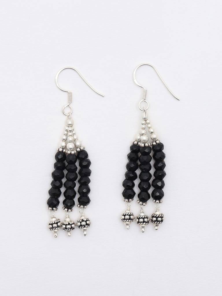 Long Hook Dangle Earrings With Black Onyx Fine Jewelry For Women 925 Sterling Silver : LDD564