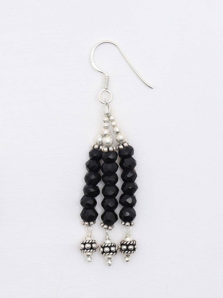 Long Hook Dangle Earrings With Black Onyx Fine Jewelry For Women 925 Sterling Silver : LDD564