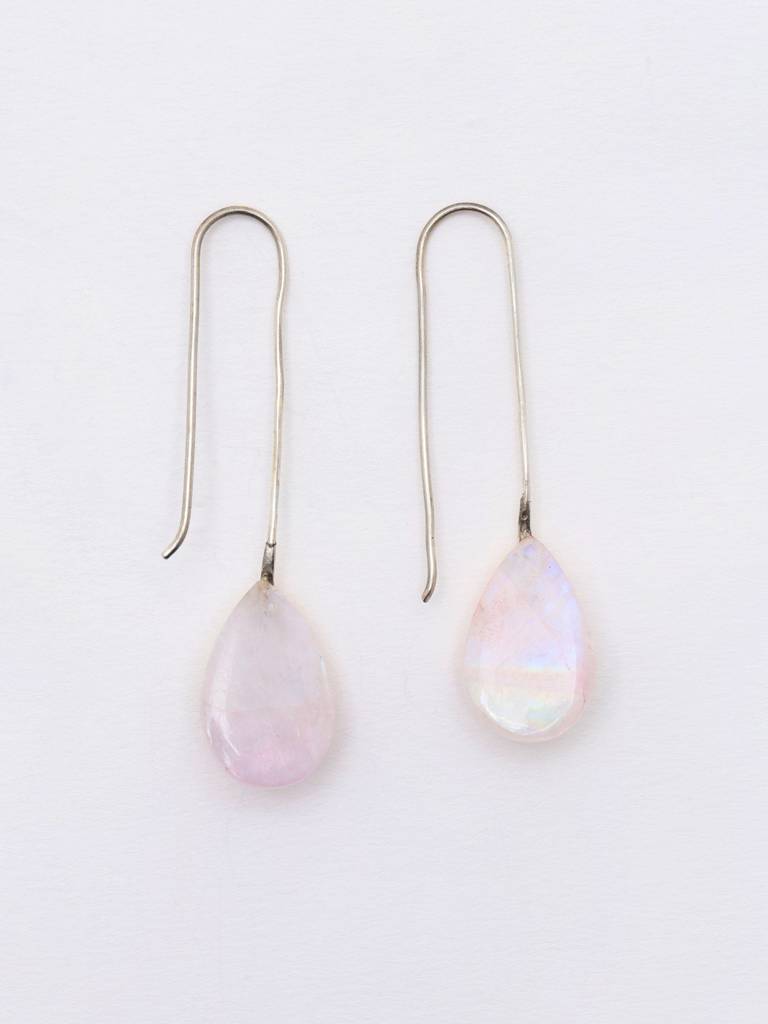 Long Hook Dangle Earrings With Rose Quartz Stone Fine Jewelry For Women 925 Sterling Silver : LDD566
