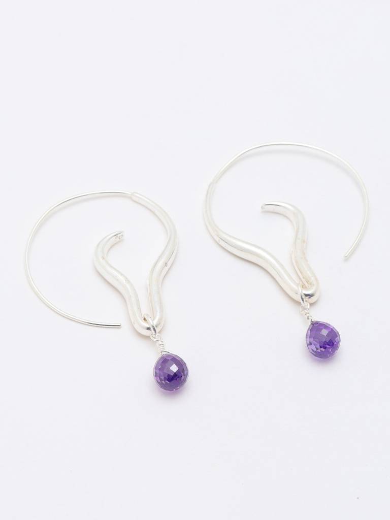 Designer Faceted Amethyst Earrings 925 Sterling Silver : LDD570