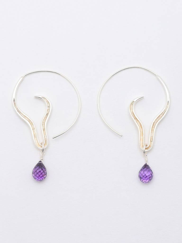 Designer Faceted Amethyst Earrings 925 Sterling Silver : LDD570