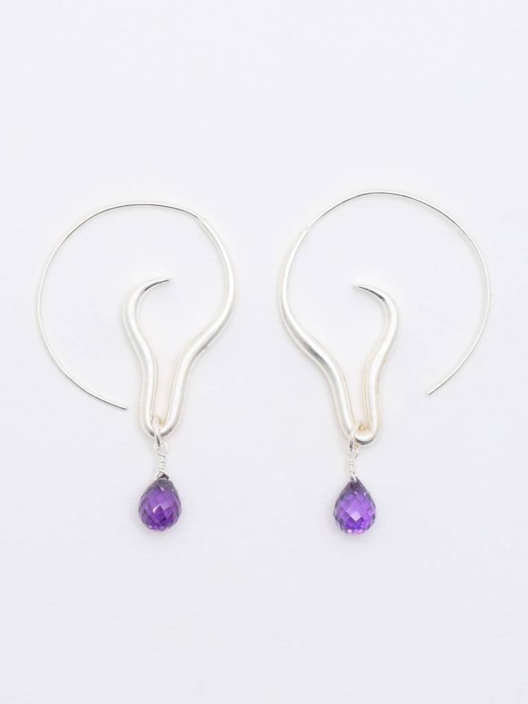 Designer Faceted Amethyst Earrings 925 Sterling Silver : LDD570