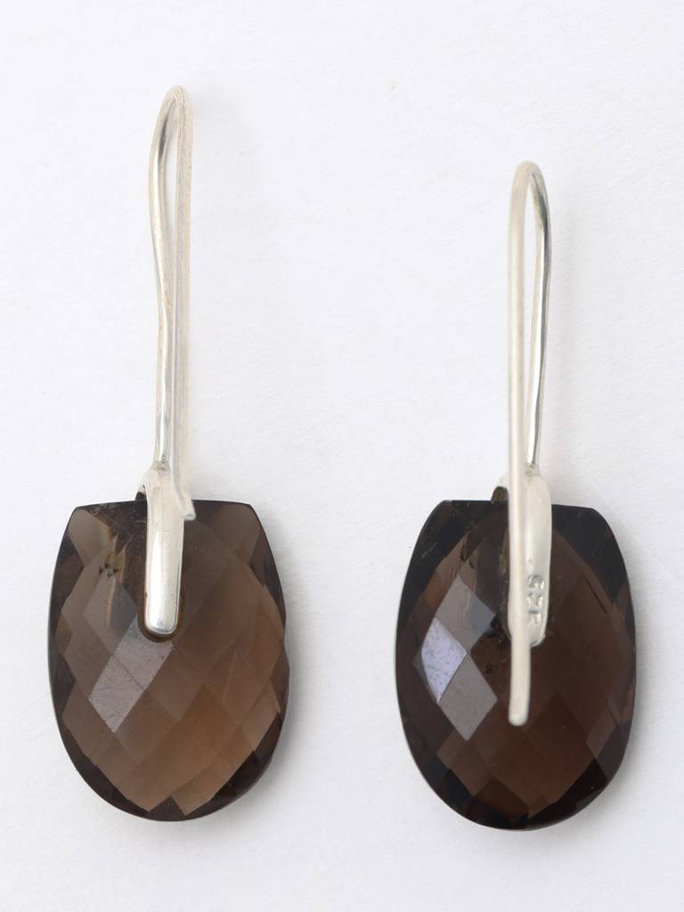 Dangle Earrings With Faceted Smoky Quartz Fine Jewelry For Women 925 Sterling Silver : LDD571