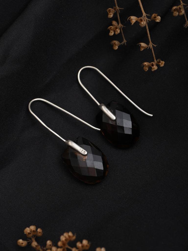 Dangle Earrings With Faceted Smoky Quartz Fine Jewelry For Women 925 Sterling Silver : LDD571