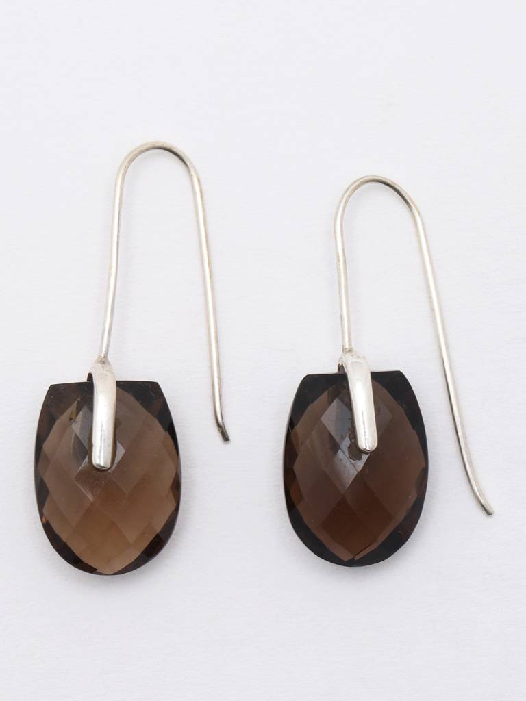 Dangle Earrings With Faceted Smoky Quartz Fine Jewelry For Women 925 Sterling Silver : LDD571