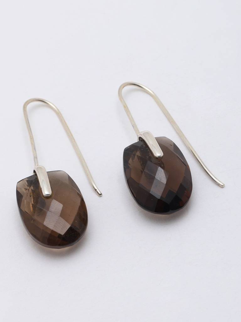 Dangle Earrings With Faceted Smoky Quartz Fine Jewelry For Women 925 Sterling Silver : LDD571