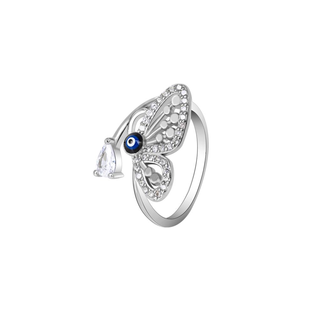 Evil Eye Butterfly Ring In Silver Color : LDLR1428