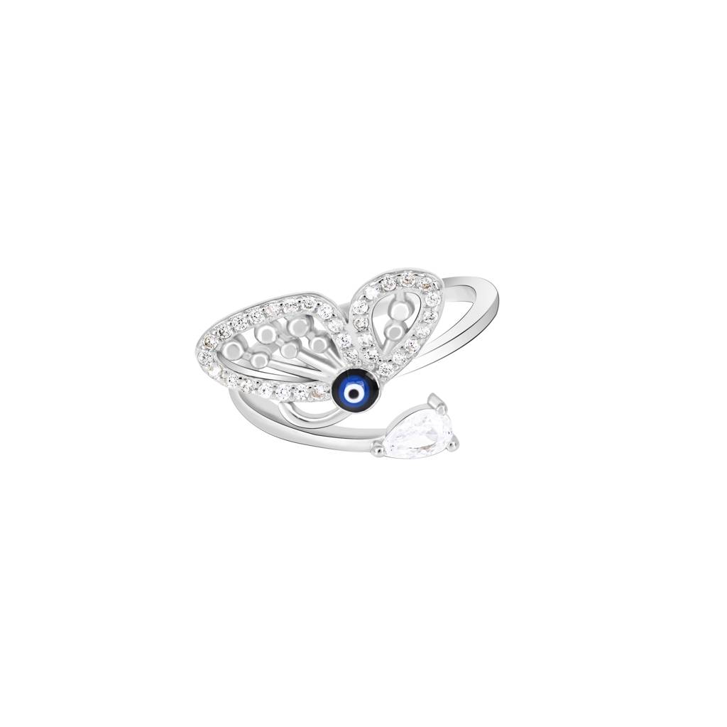 Evil Eye Butterfly Ring In Silver Color : LDLR1428