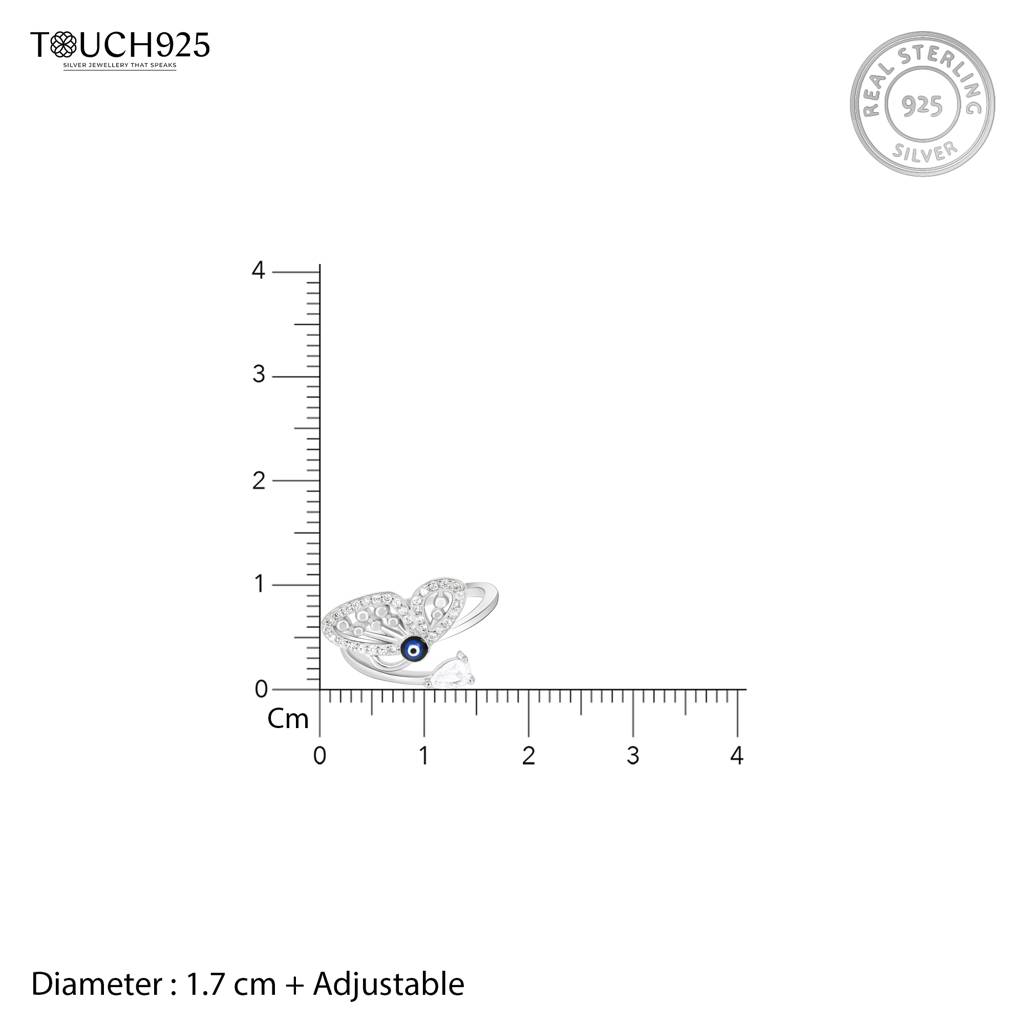 Evil Eye Butterfly Ring In Silver Color : LDLR1428