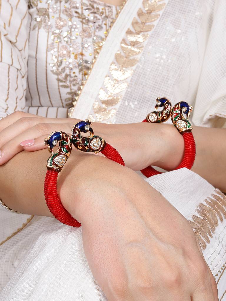 Firoza Meenakari Leher Bangles : LEHERBAN1596