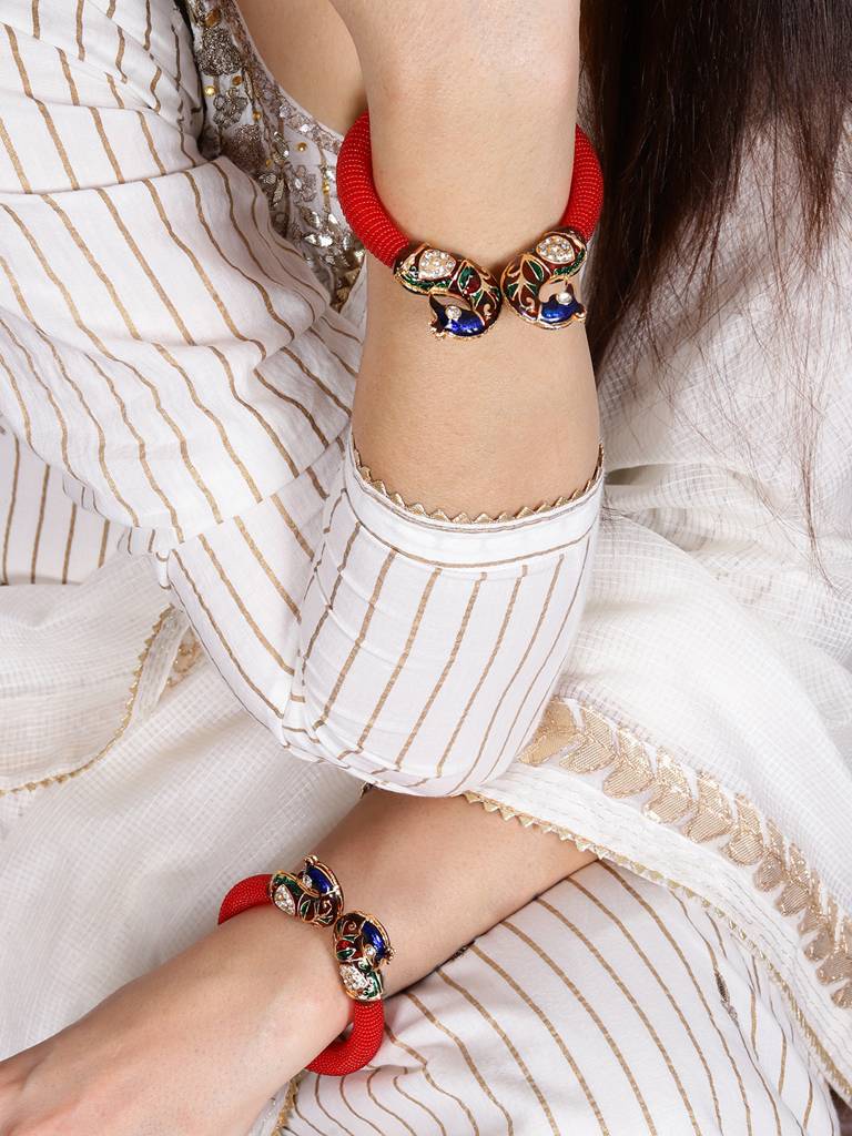 Firoza Meenakari Leher Bangles : LEHERBAN1596