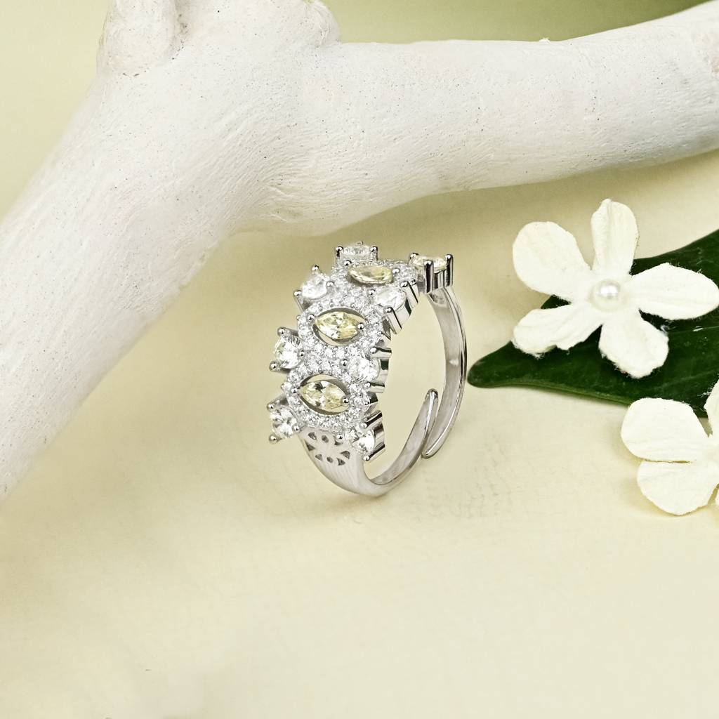 Regal Yellow Stone Ring In Silver Color : LGLR1475
