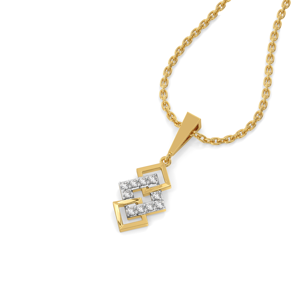 Mini Squares - Pure Gold Lab Diamond Pendant : LGPD0093