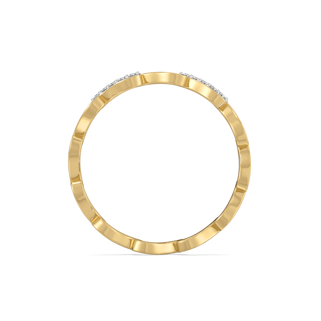 Wave Curve - Pure Gold Lab Diamond Band Ring : LGRG0090