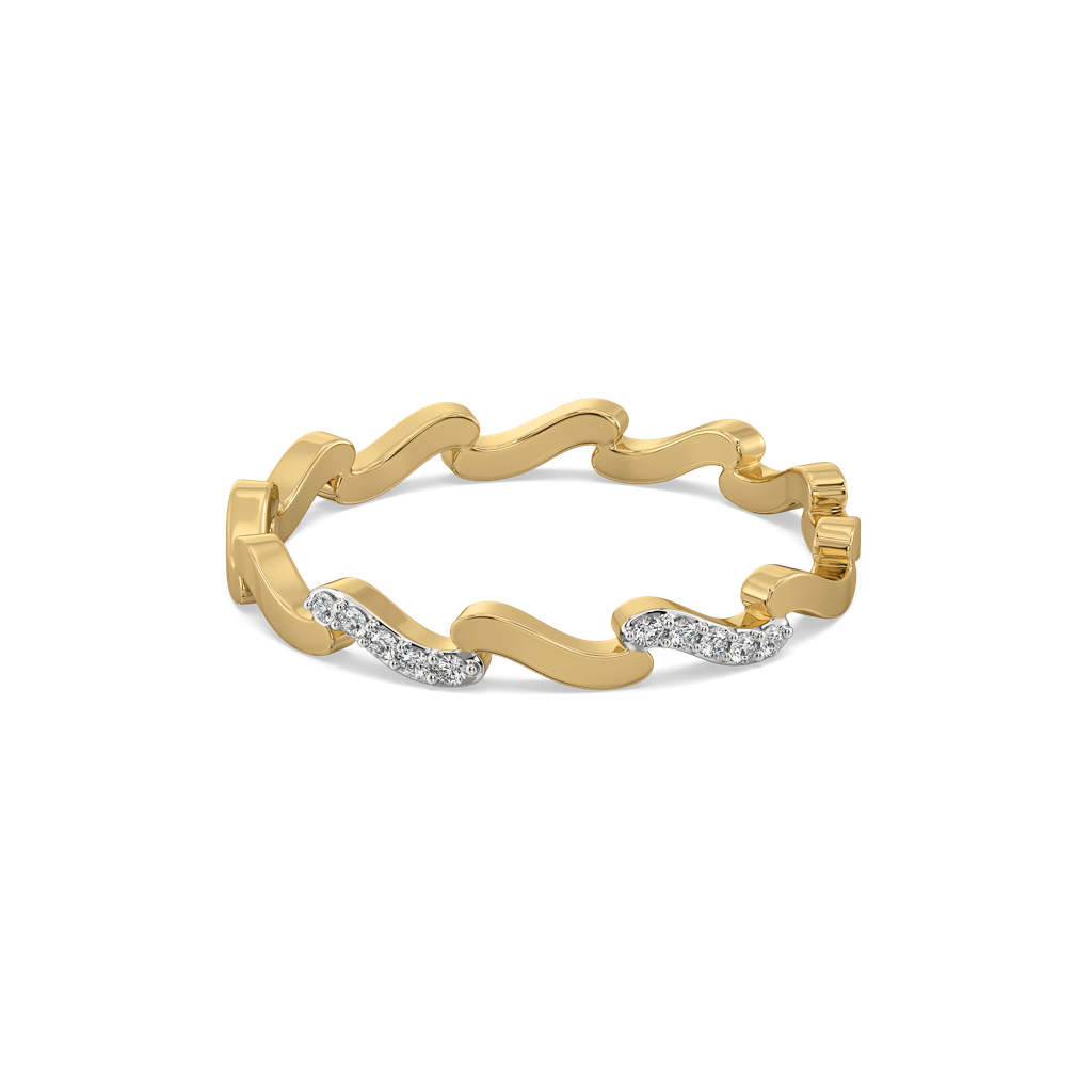 Wave Curve - Pure Gold Lab Diamond Band Ring : LGRG0090