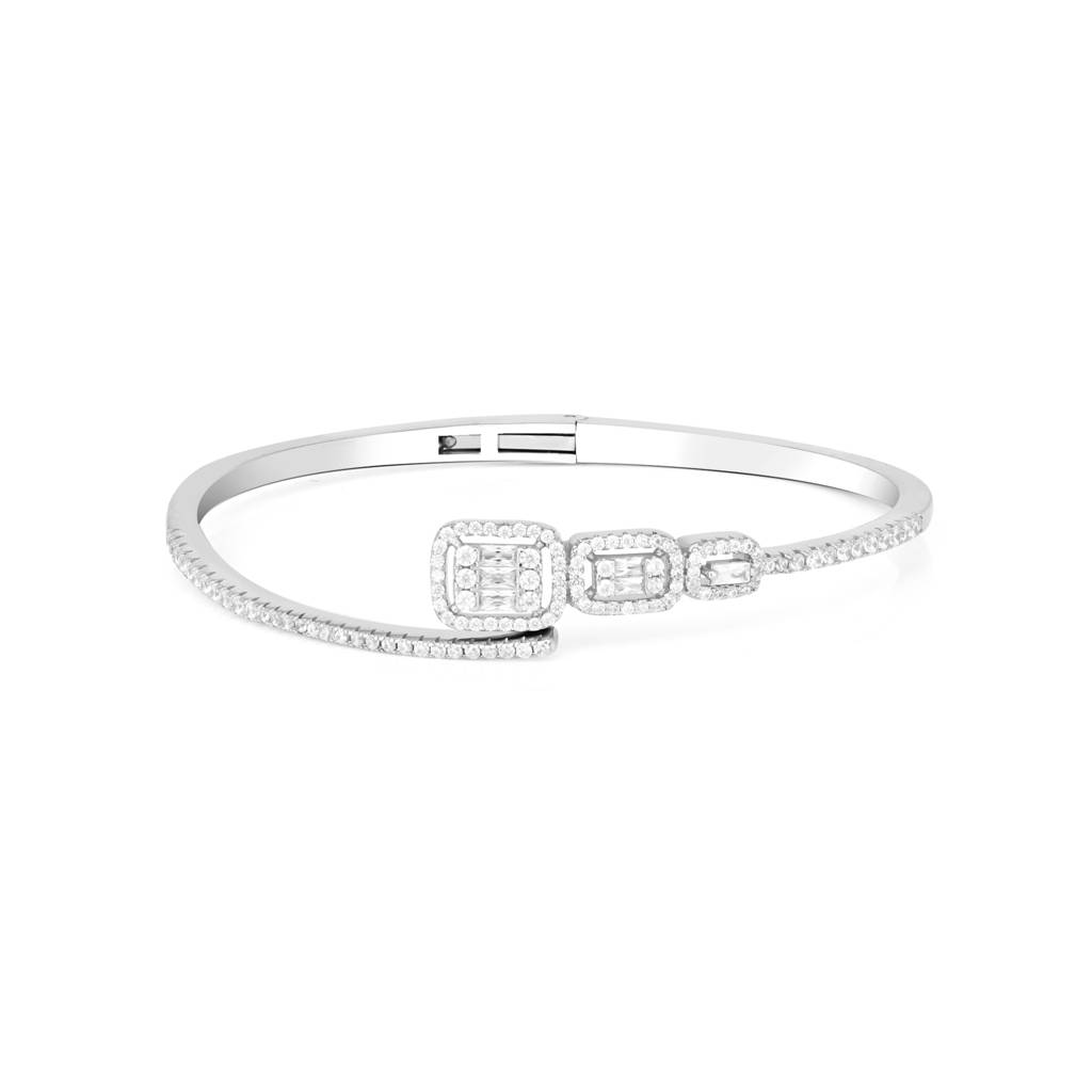 Silver Contemporary Adjustable Cz Kada : LK14