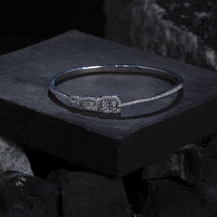 Silver Contemporary Adjustable Cz Kada : LK14