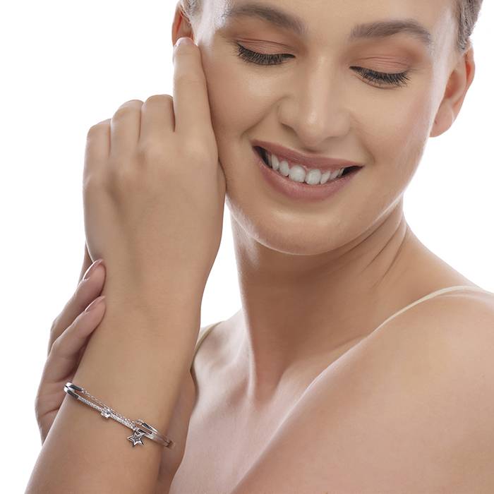 Single Star Charm Silver Kada : LK8