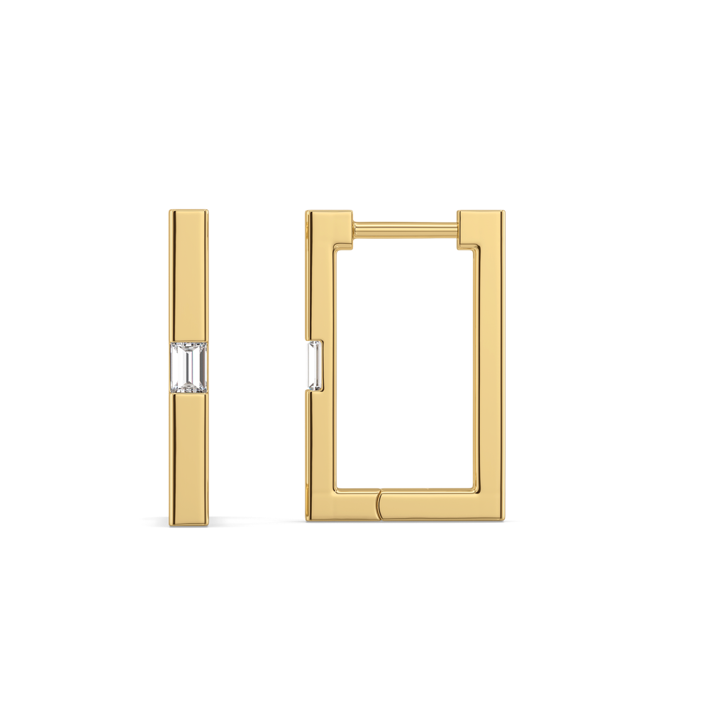 Modern Baguette Hoop - Lab Diamond Earrings : LLER0191