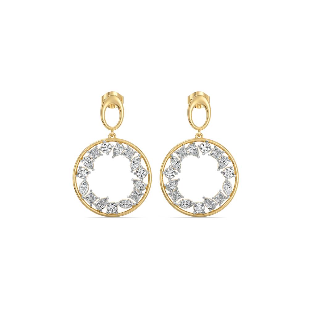 Symphony Of Shapes Drop - Pure Gold Lab Diamond Earrings : LLGCC98DR