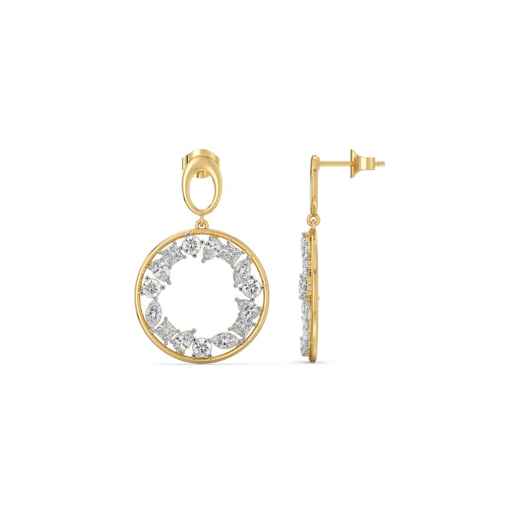 Symphony Of Shapes Drop - Pure Gold Lab Diamond Earrings : LLGCC98DR