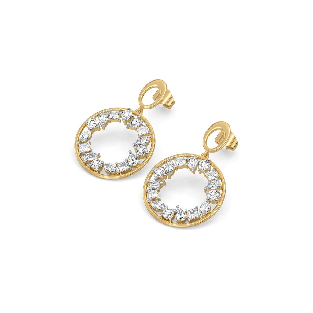 Symphony Of Shapes Drop - Pure Gold Lab Diamond Earrings : LLGCC98DR