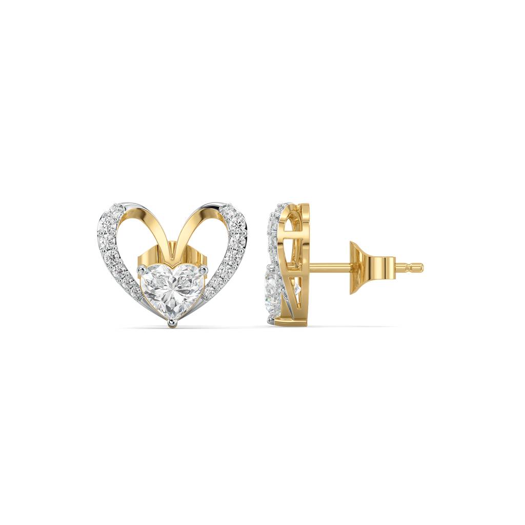 Tied In Love - Pure Gold Lab Diamond Solitaire Stud Earrings : LLGFC105ST