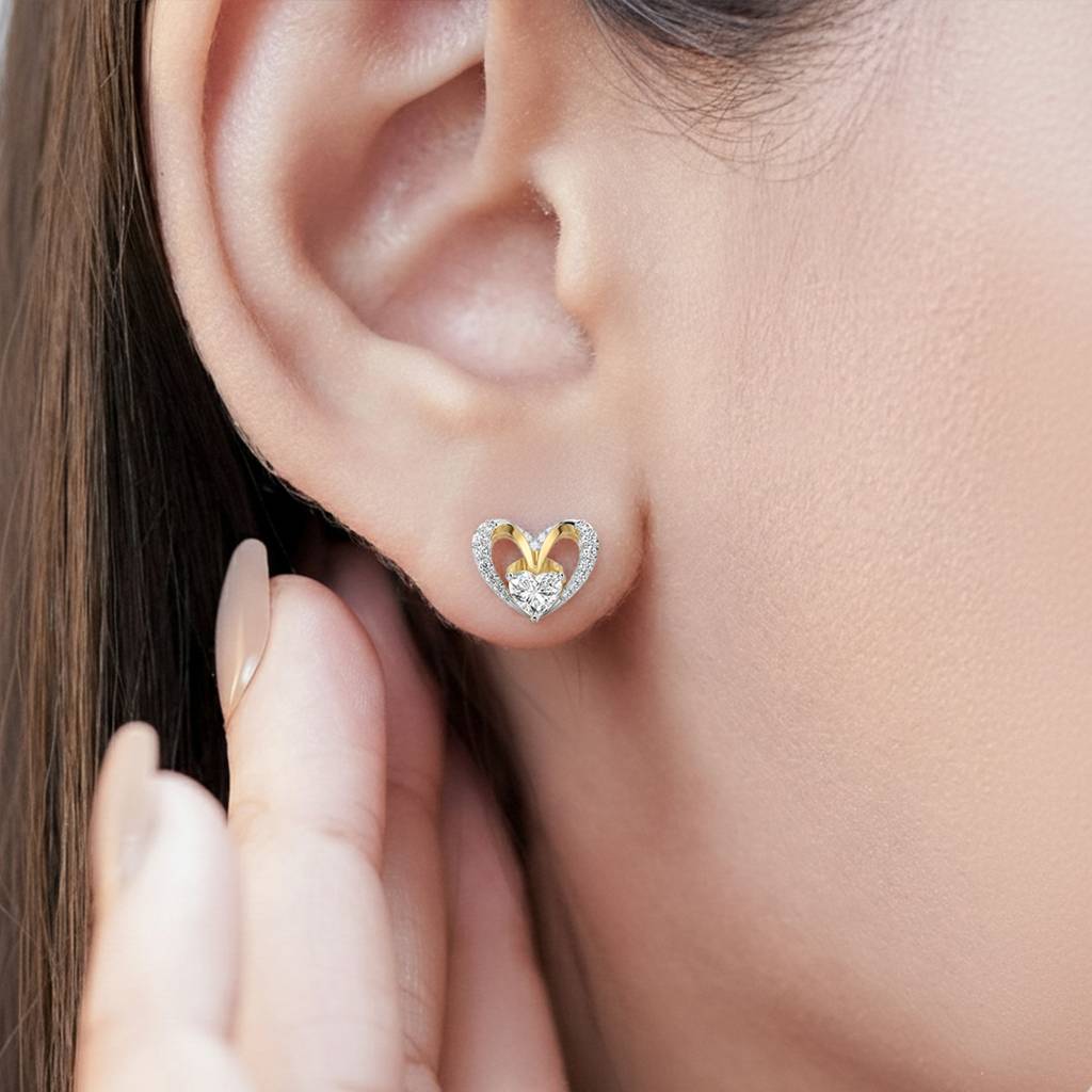 Tied In Love - Pure Gold Lab Diamond Solitaire Stud Earrings : LLGFC105ST
