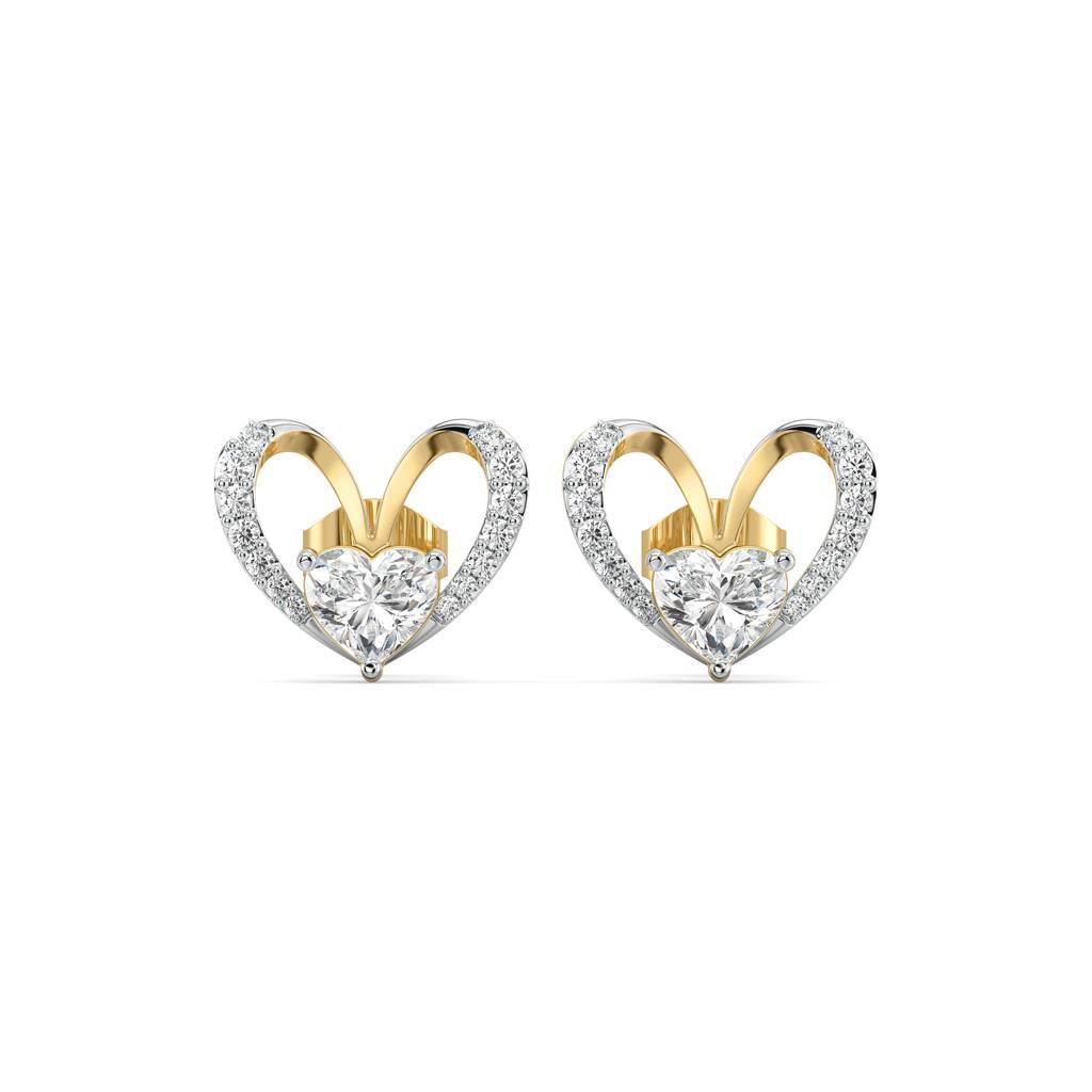 Tied In Love - Pure Gold Lab Diamond Solitaire Stud Earrings : LLGFC105ST