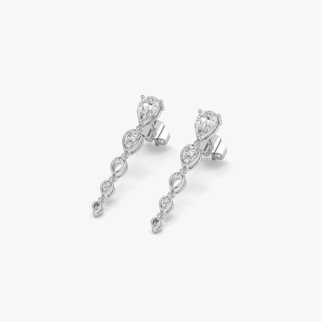 Sway In Pear - Pure Gold Lab Diamond Solitaire Drop Earrings : LLGFC93DR