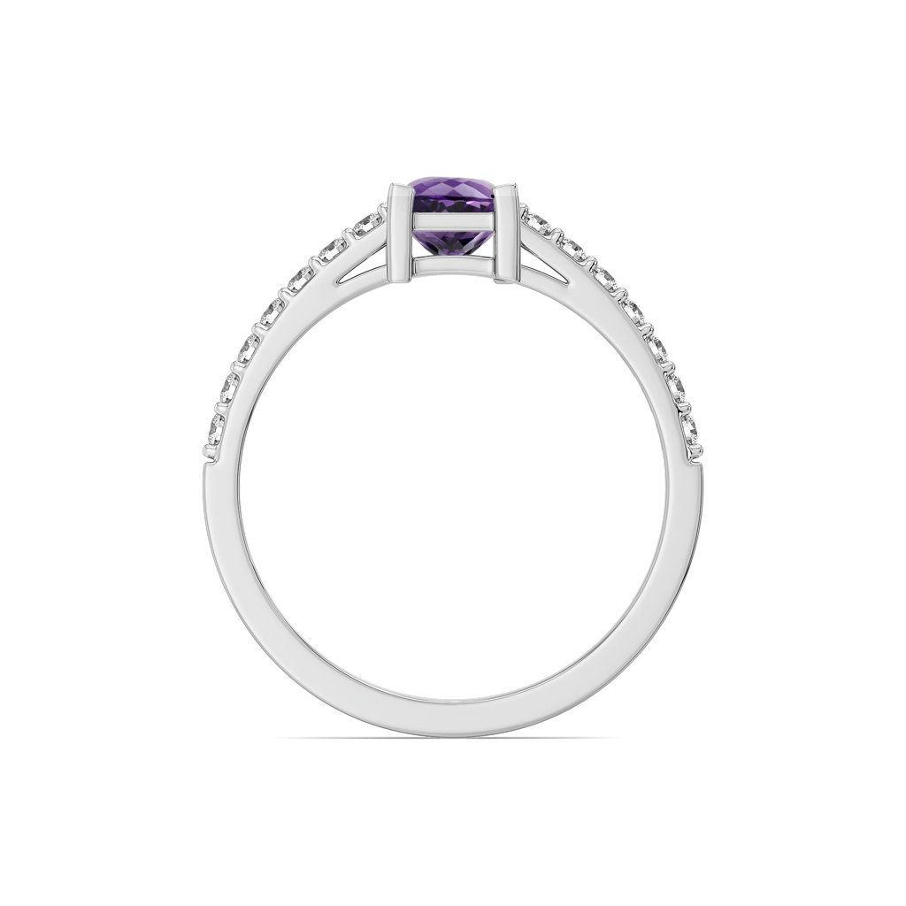 Regal Amethyst - Lab Diamond Square Ring : LLRG0155