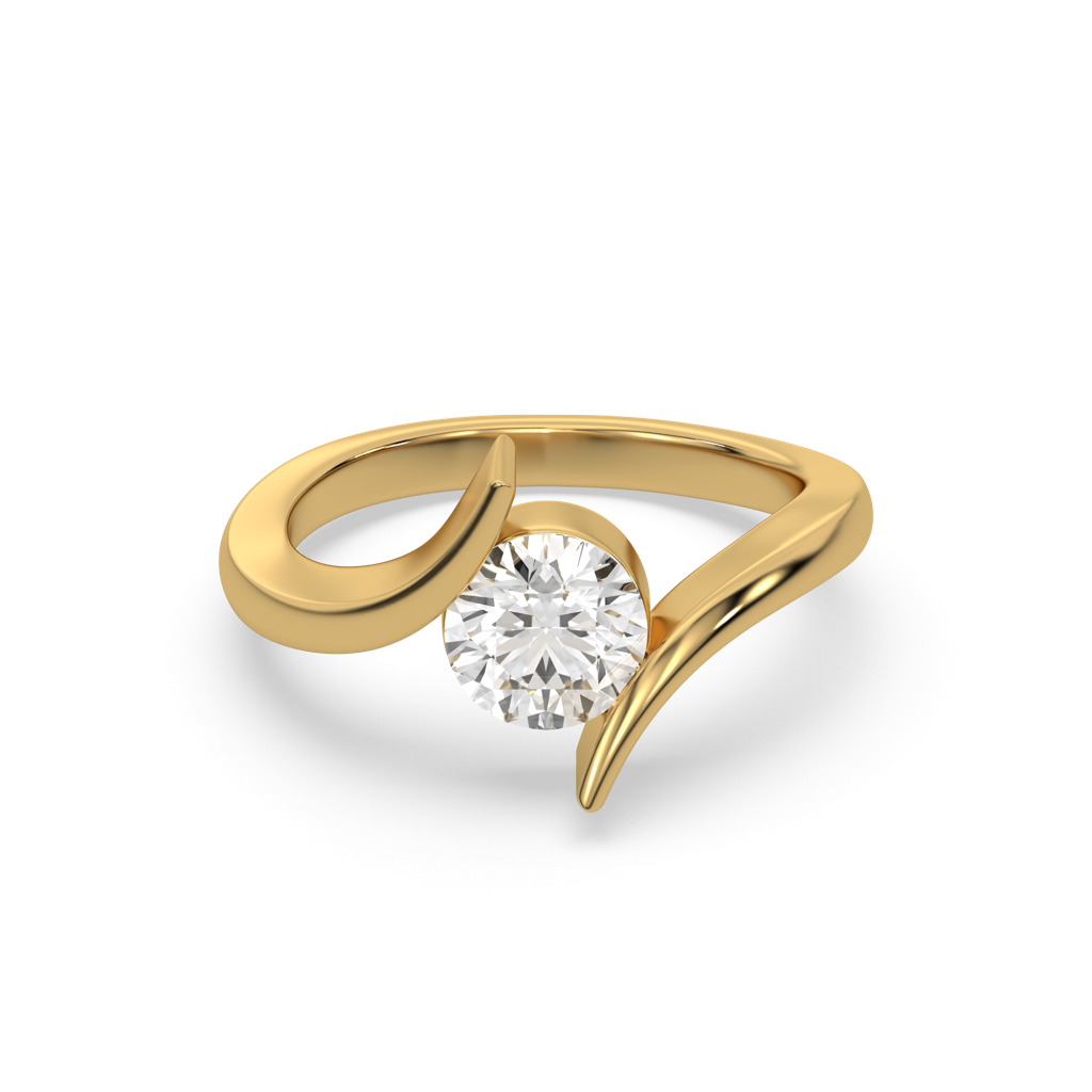 Curved Elegance - Lab Diamond Solitaire Ring : LLRG0159