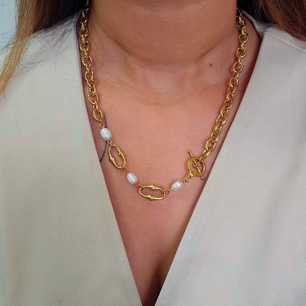 Laura Baroque Pearl Link Necklace : TAA-9999904734246-NECKLACE
