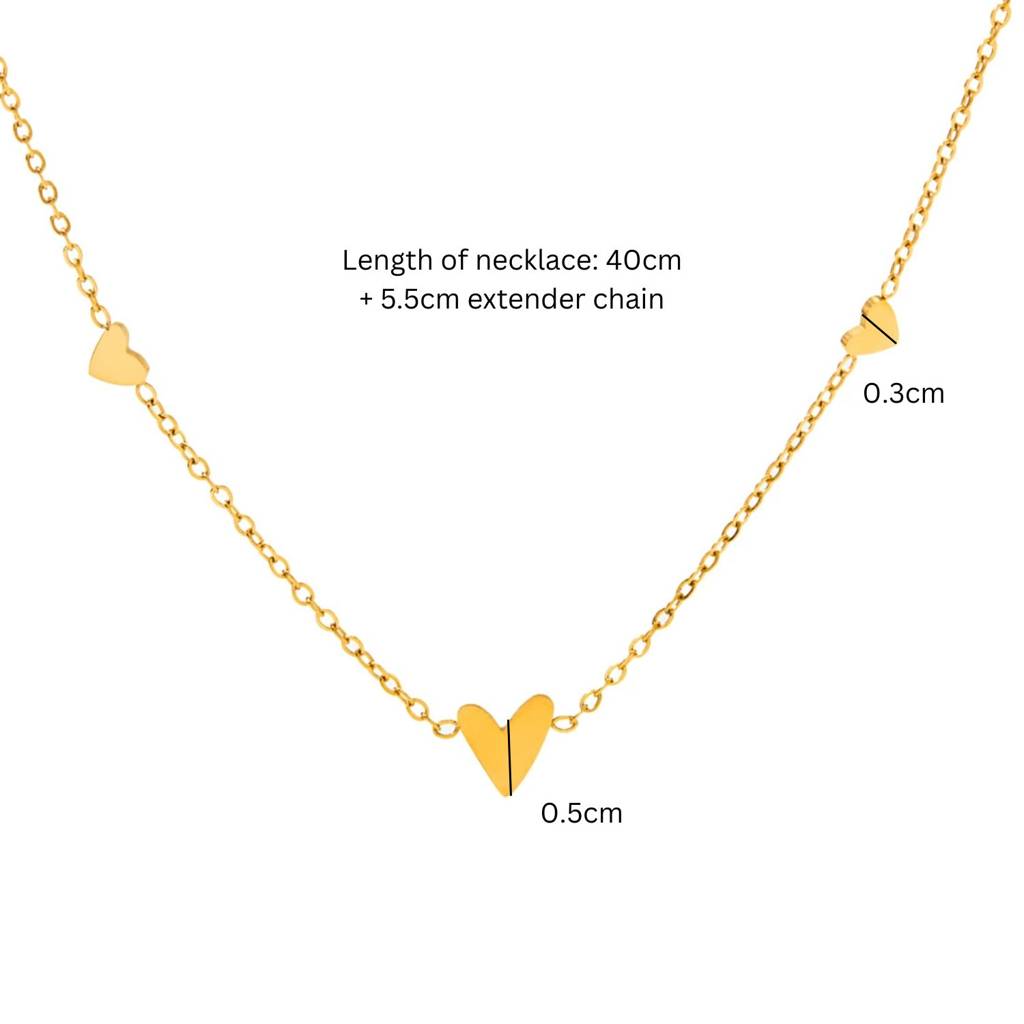 18K Gold Plated Waterproof Anti-Tarnish Heart Chain Necklace And Bracelet Set : ALS0725NB17C2