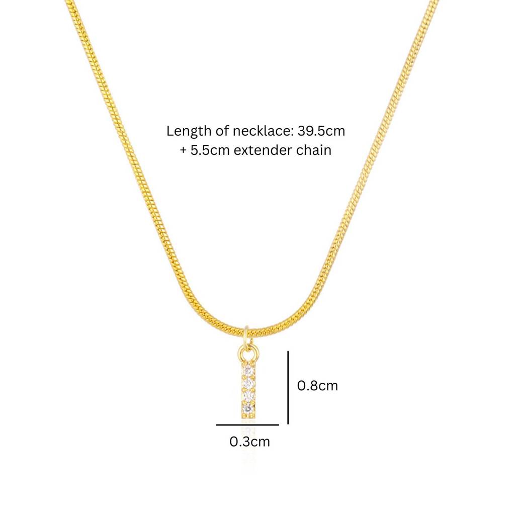 18K Gold Plated Anti-Tarnish Zircon Initial Letter Pendant Necklace : AWU0125P25I